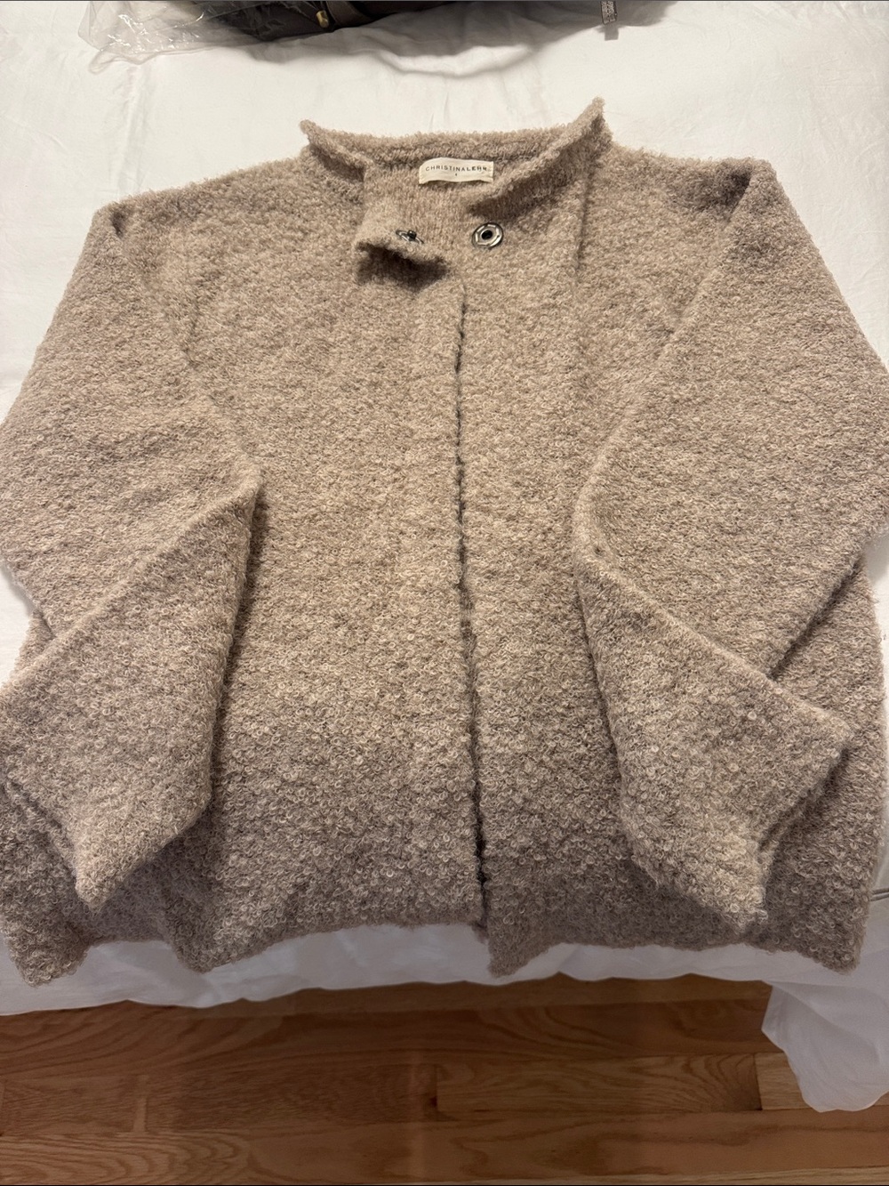Christina Lehr - Alpaca Neutral Bouclé Jacket/ Sweater - Cream Taupe